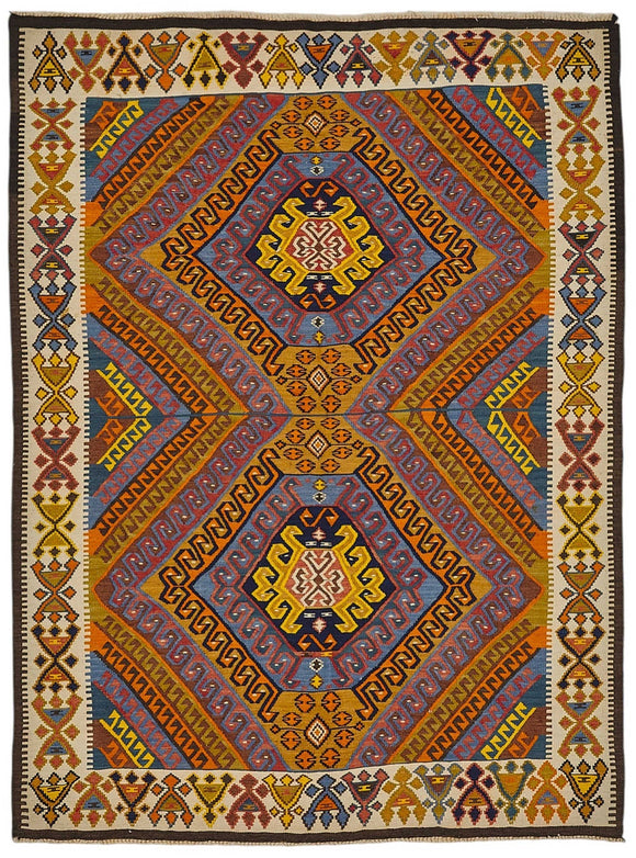 4x6 Handwoven Turkish Wool Kilim Rug - 50481