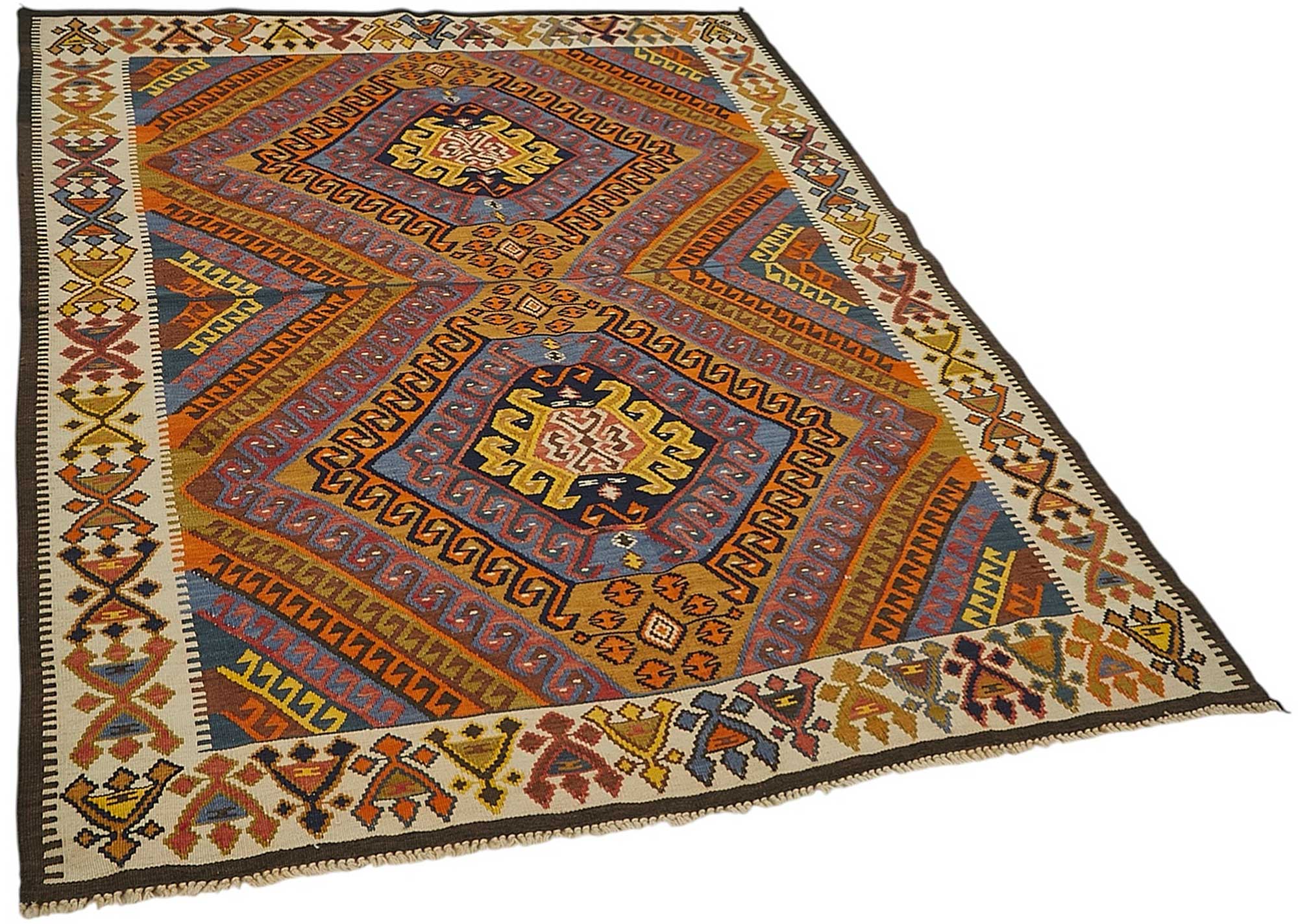 4x6 Handwoven Turkish Wool Kilim Rug - 50481