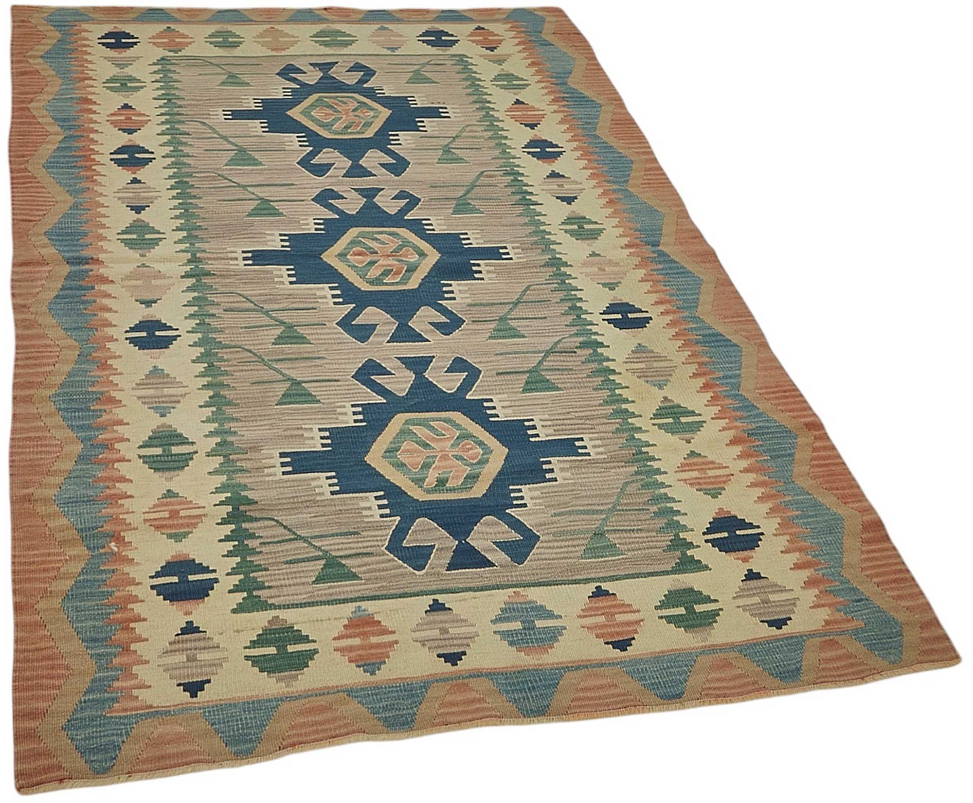 4x6 Handwoven Turkish Wool Kilim Rug - 50482