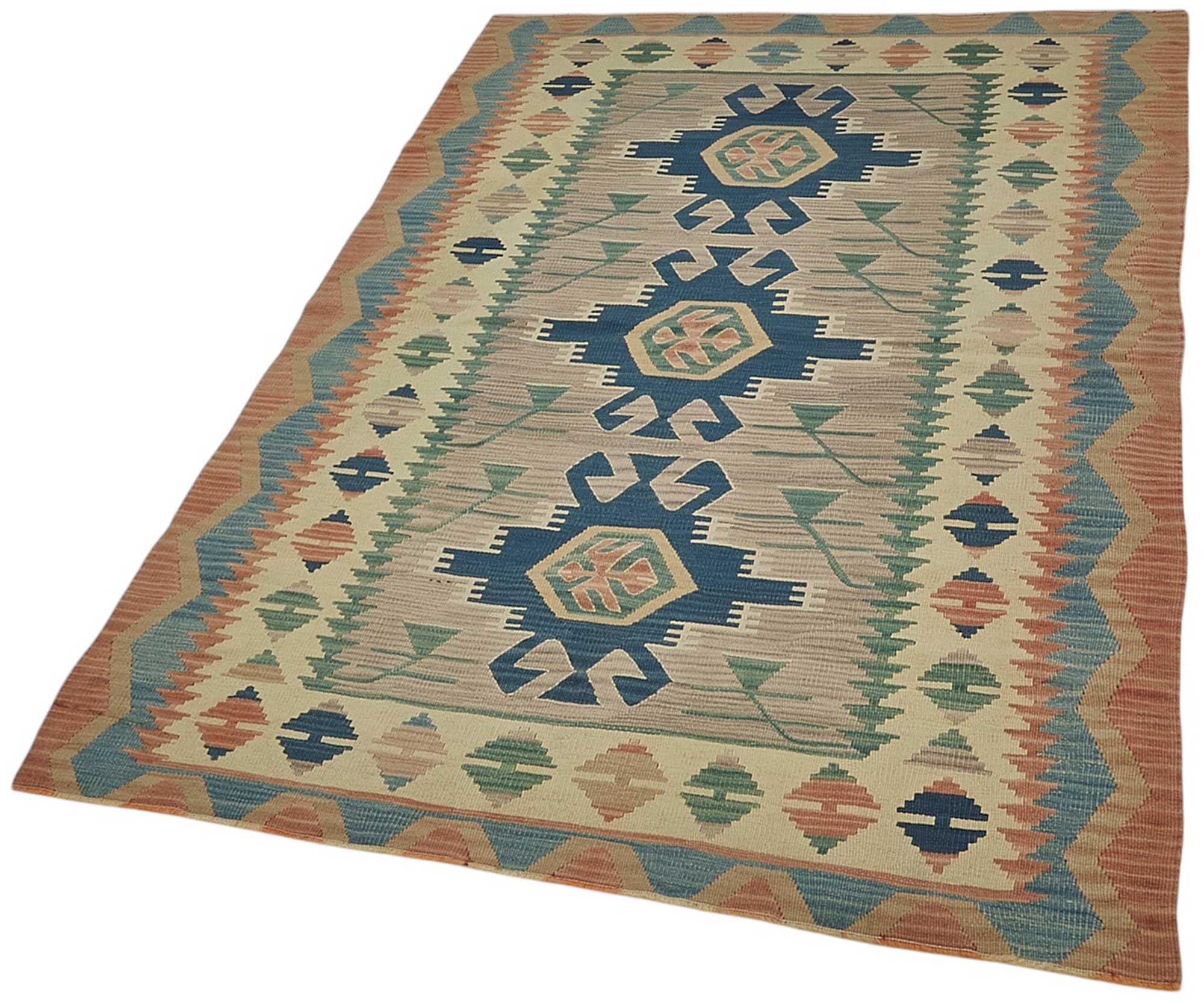 4x6 Handwoven Turkish Wool Kilim Rug - 50482