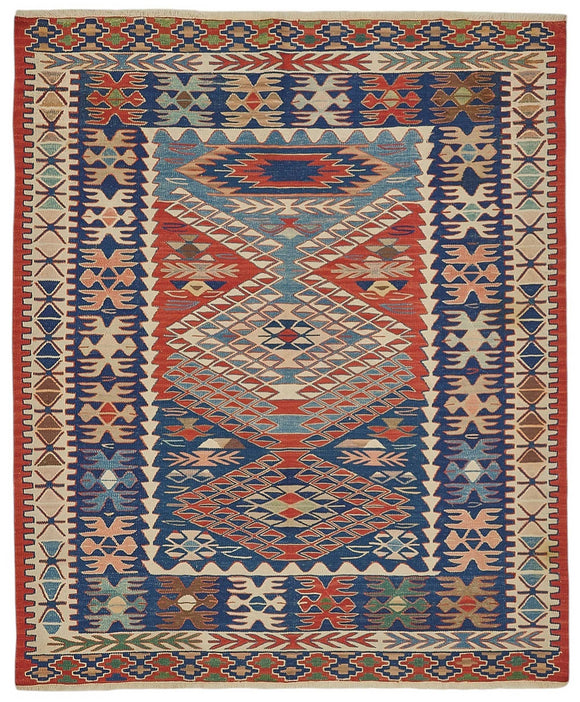 5x6 Handwoven Turkish Wool Kilim Rug - 50483