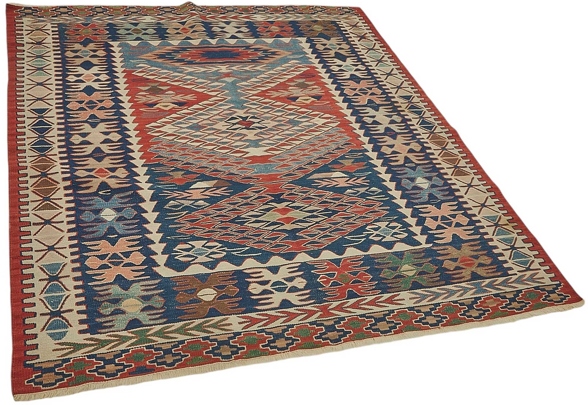 5x6 Handwoven Turkish Wool Kilim Rug - 50483