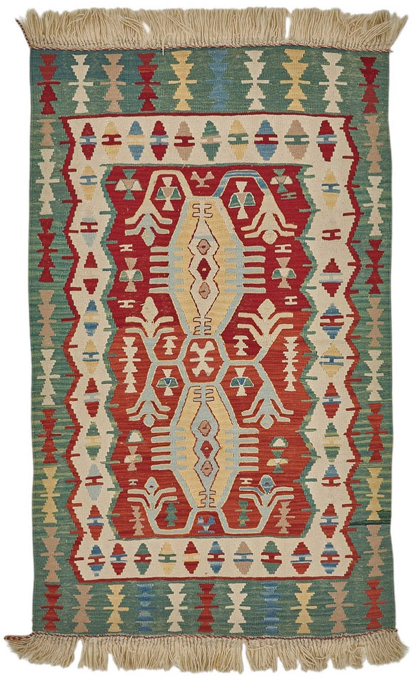4x6 Handwoven Turkish Wool Kilim Rug - 50484