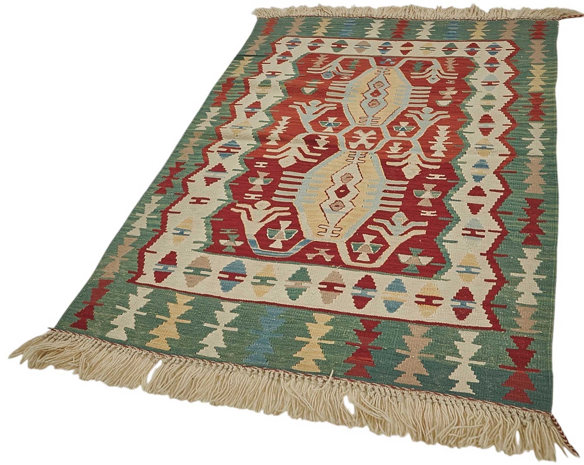4x6 Handwoven Turkish Wool Kilim Rug - 50484