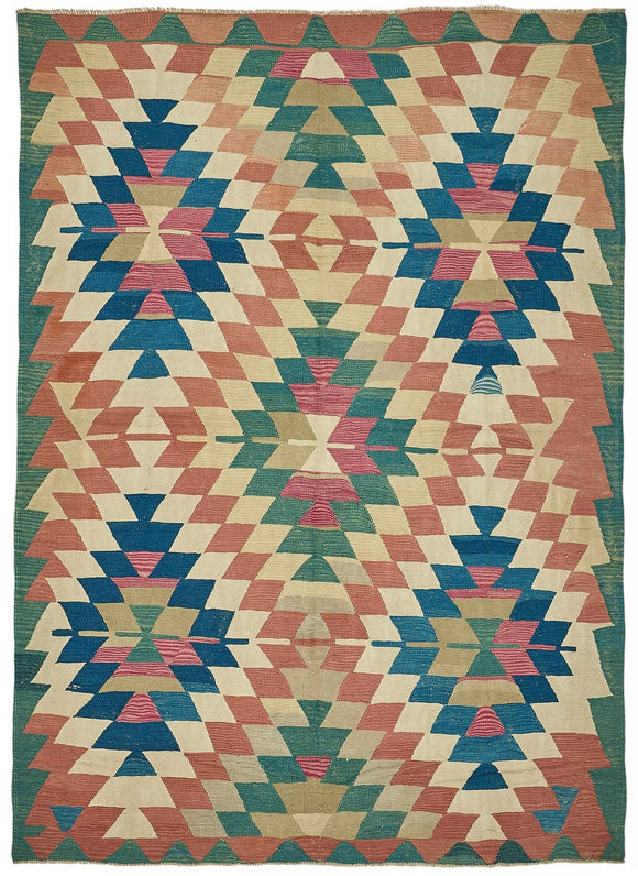 7x9 Handwoven Turkish Kilim Rug - 50525