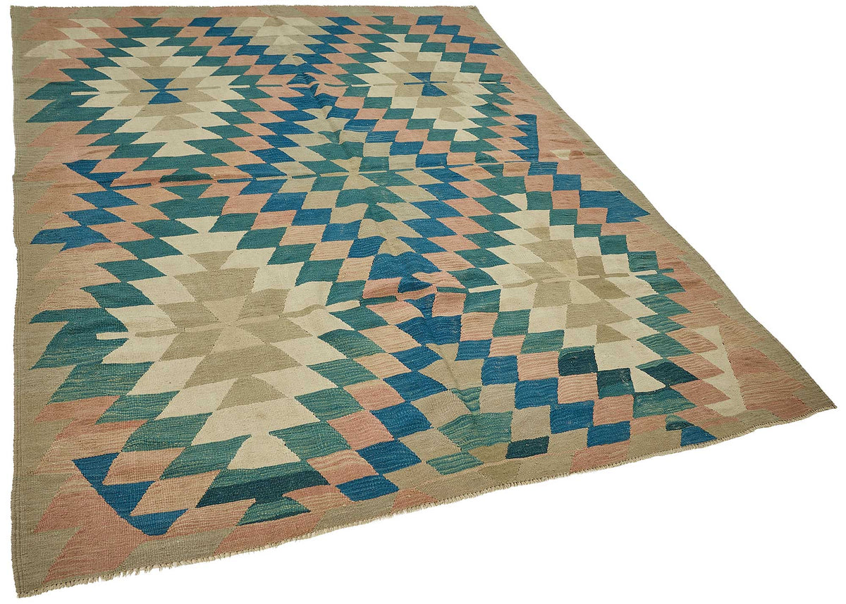 7x9 Handwoven Turkish Kilim Rug - 50569