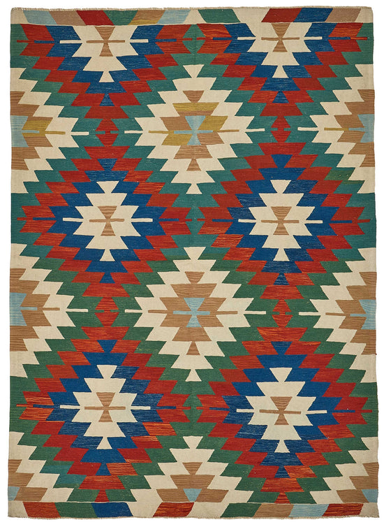 7x9 Handwoven Turkish Kilim Rug - 50664