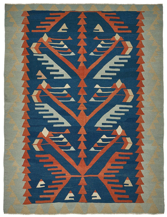 7x9 Handwoven Turkish Kilim Rug - 50667
