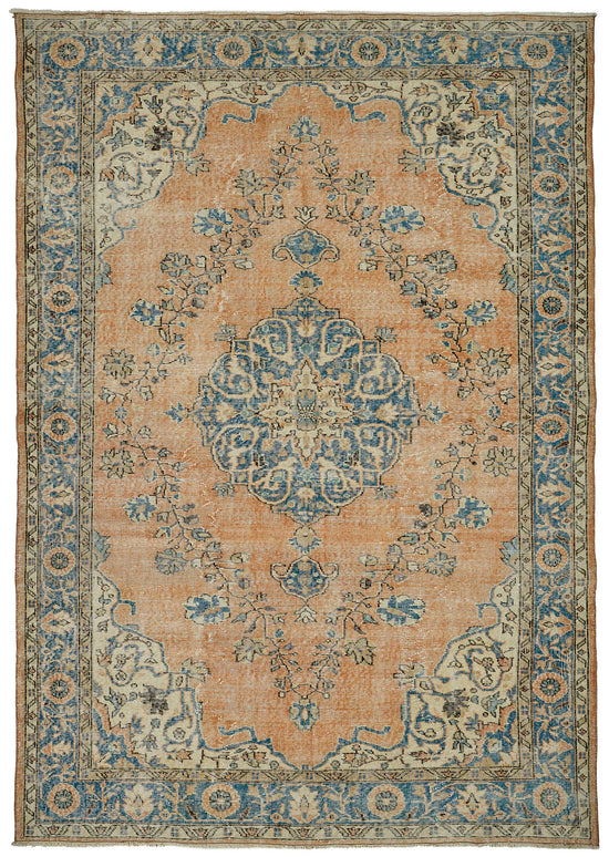 7x10 Hand-Knotted Turkish Vintage Rug - 50803