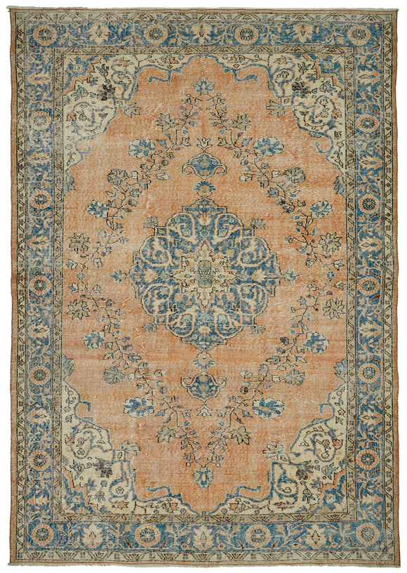 7x10 Hand-Knotted Turkish Vintage Rug - 50803