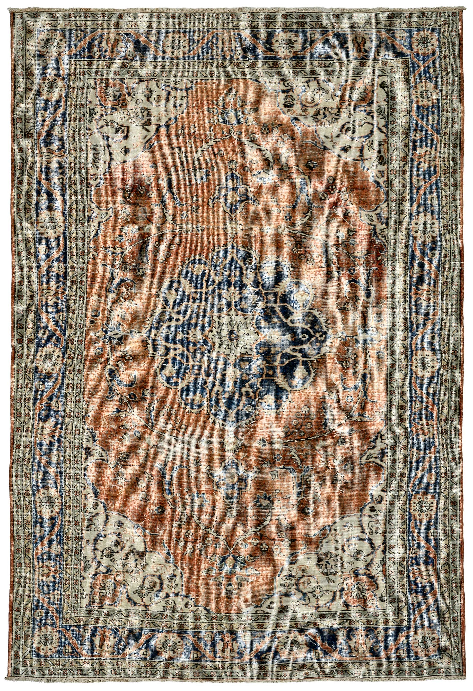 7x10 Hand-Knotted Turkish Vintage Rug - 50809