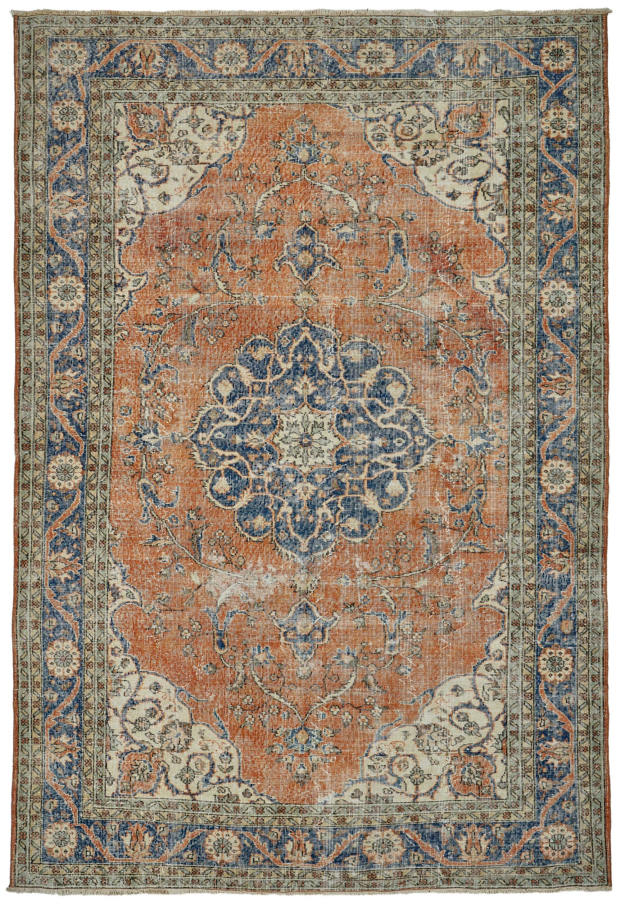 7x10 Hand-Knotted Turkish Vintage Rug - 50809