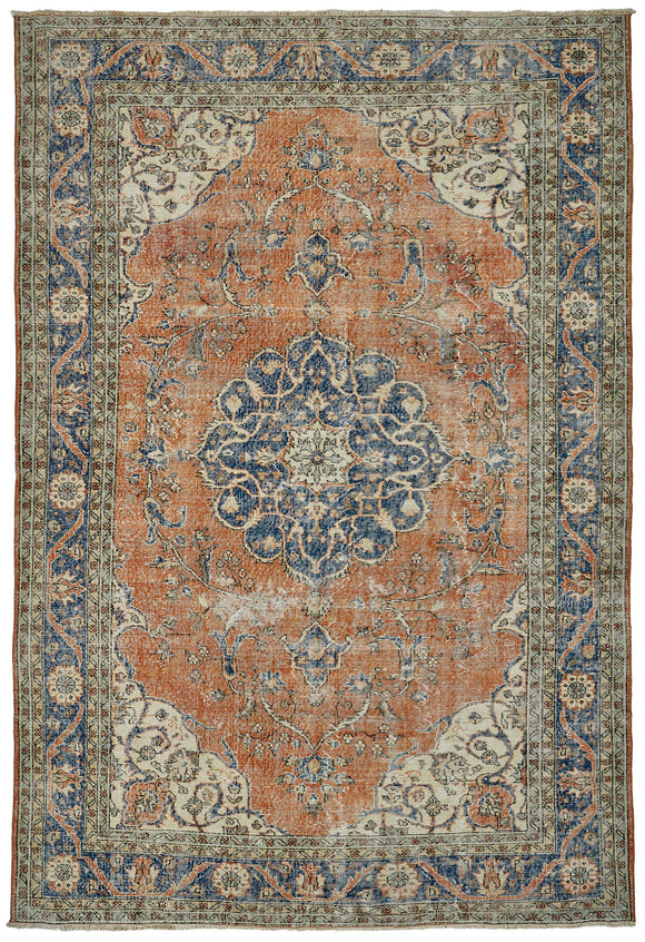 7x10 Hand-Knotted Turkish Vintage Rug - 50809