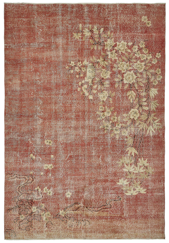 7x10 Hand-Knotted Turkish Vintage Rug - 50814