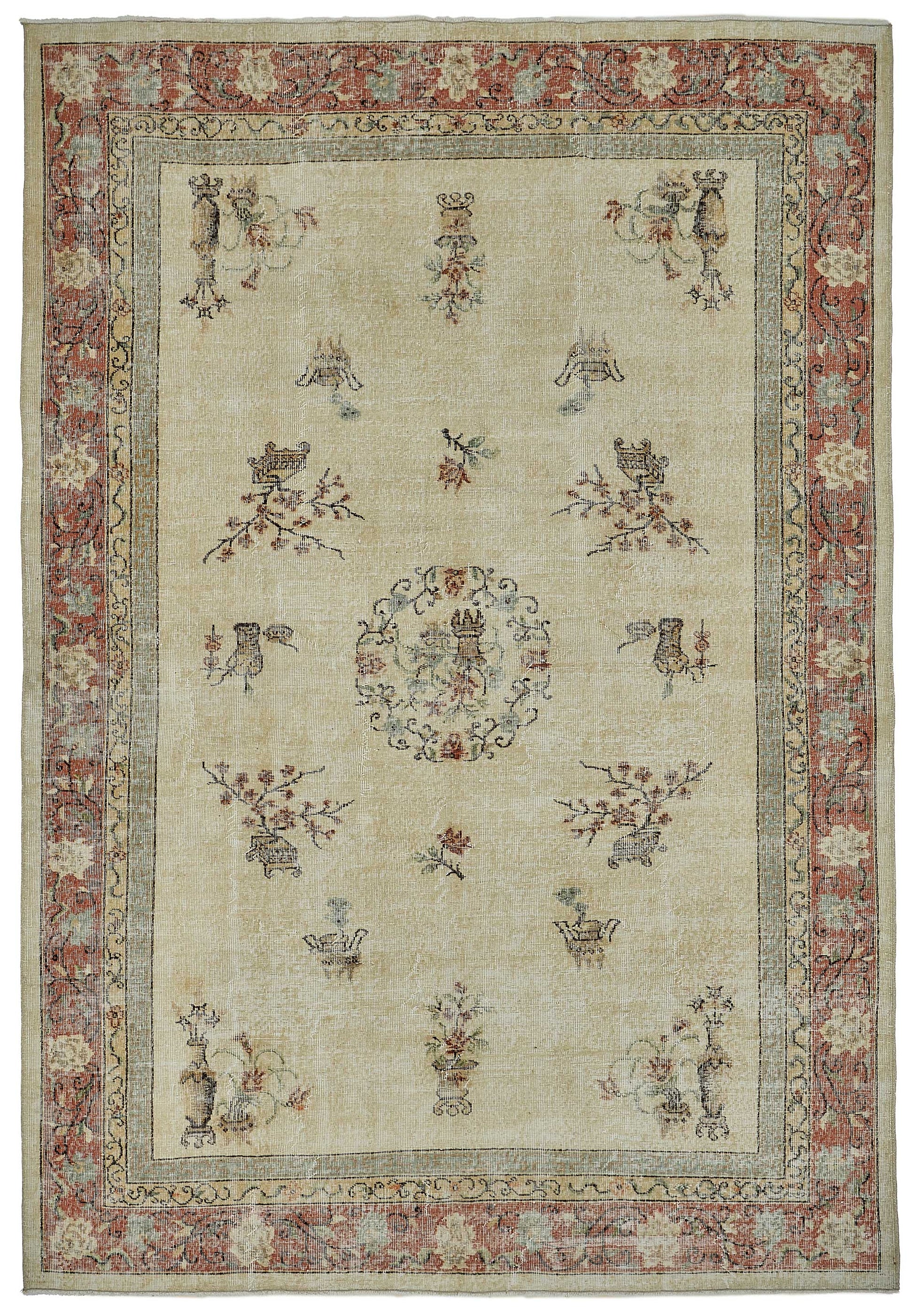 7x10 Hand-Knotted Turkish Vintage Rug - 50815