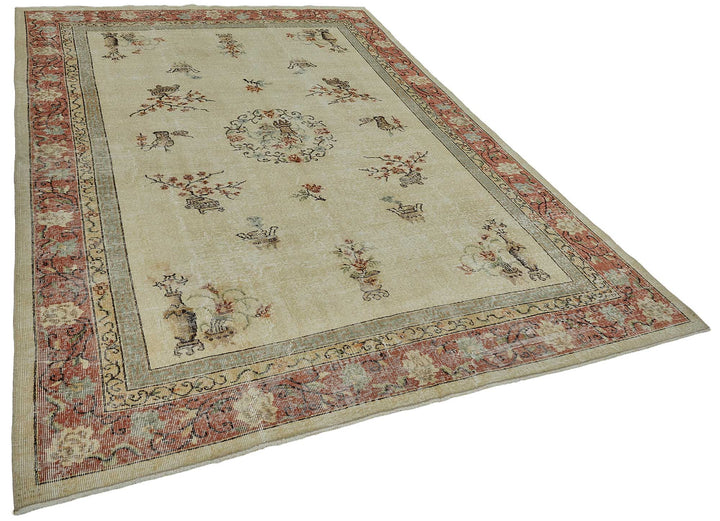 7x10 Hand-Knotted Turkish Vintage Rug - 50815