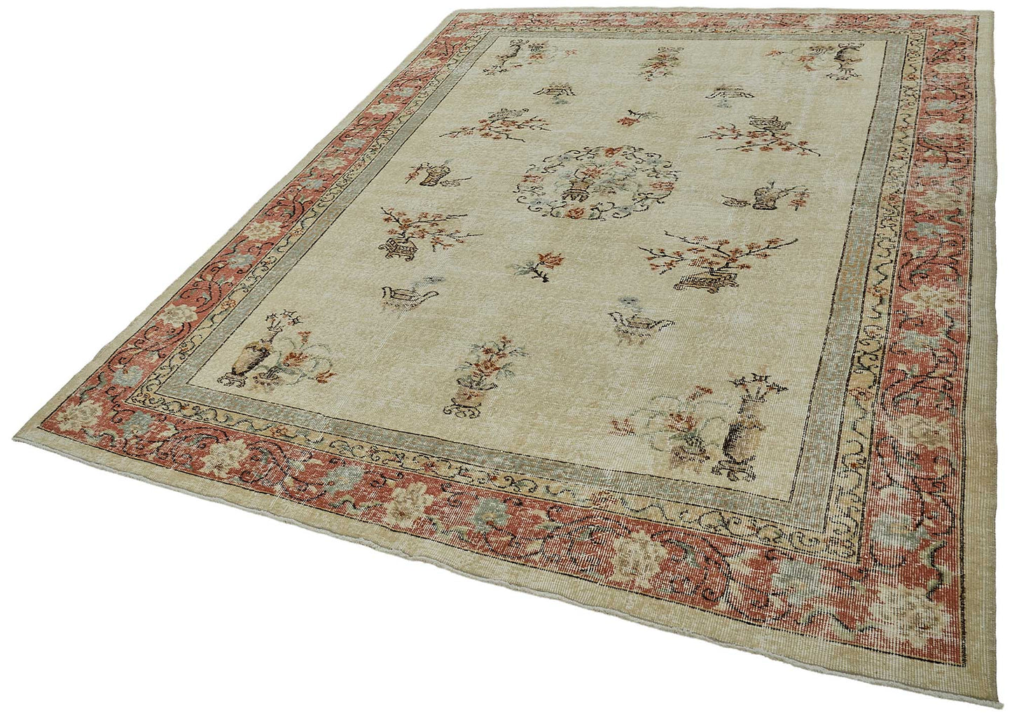 7x10 Hand-Knotted Turkish Vintage Rug - 50815