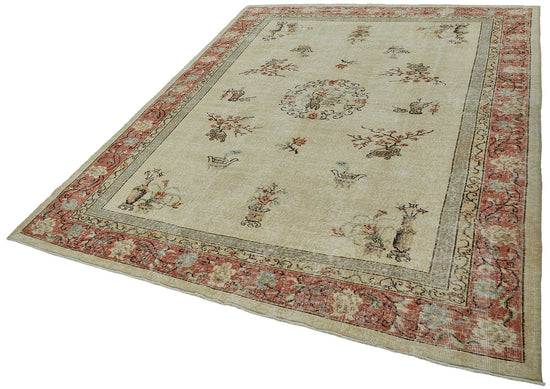 7x10 Hand-Knotted Turkish Vintage Rug - 50815