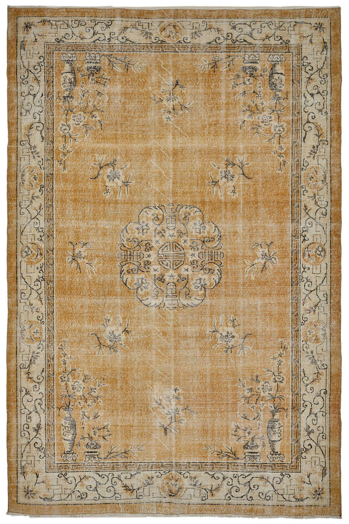 7x10 Hand-Knotted Turkish Vintage Rug - 50818