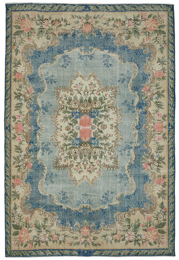 7x10 Hand-Knotted Turkish Vintage Rug - 50821