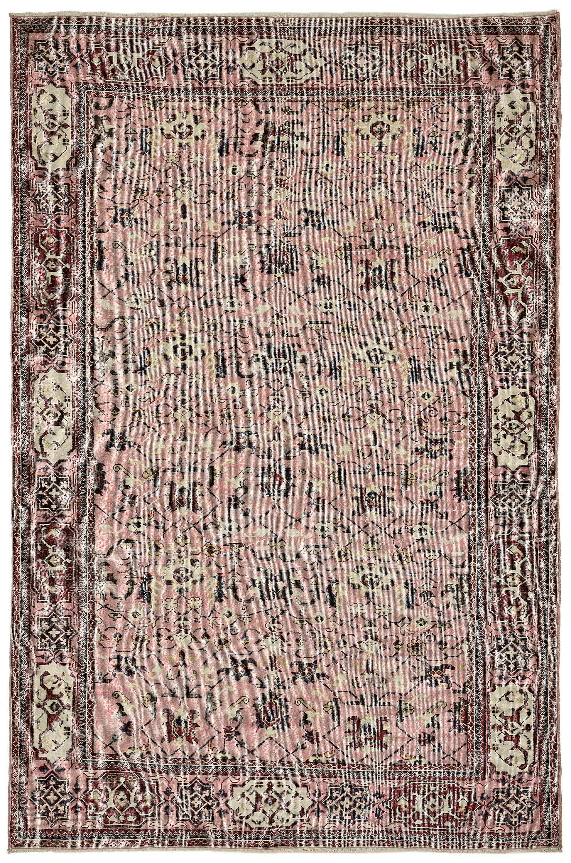 7x10 Hand-Knotted Turkish Vintage Rug - 50822
