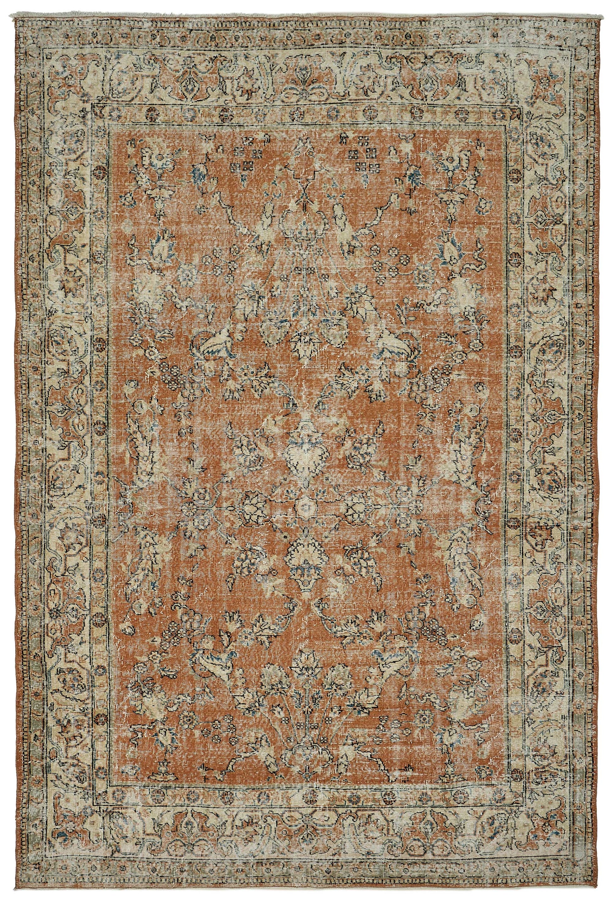 7x10 Hand-Knotted Turkish Vintage Rug - 50825