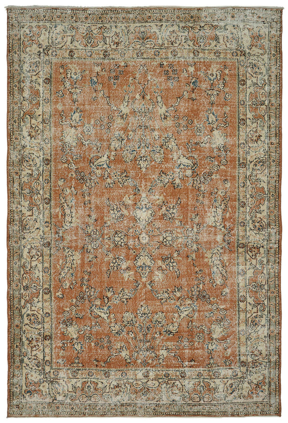 7x10 Hand-Knotted Turkish Vintage Rug - 50825