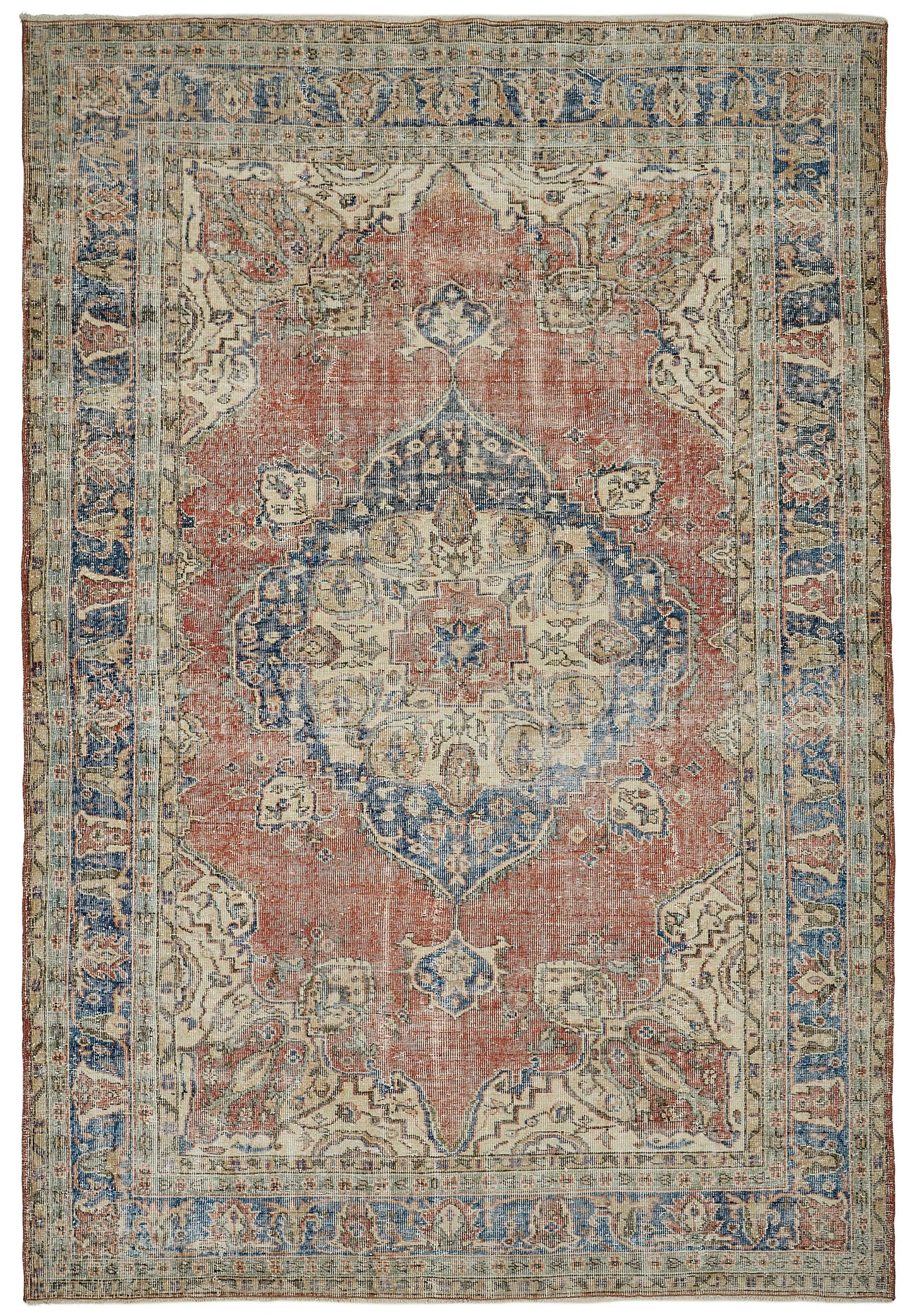 7x10 Hand-Knotted Turkish Vintage Rug - 50826