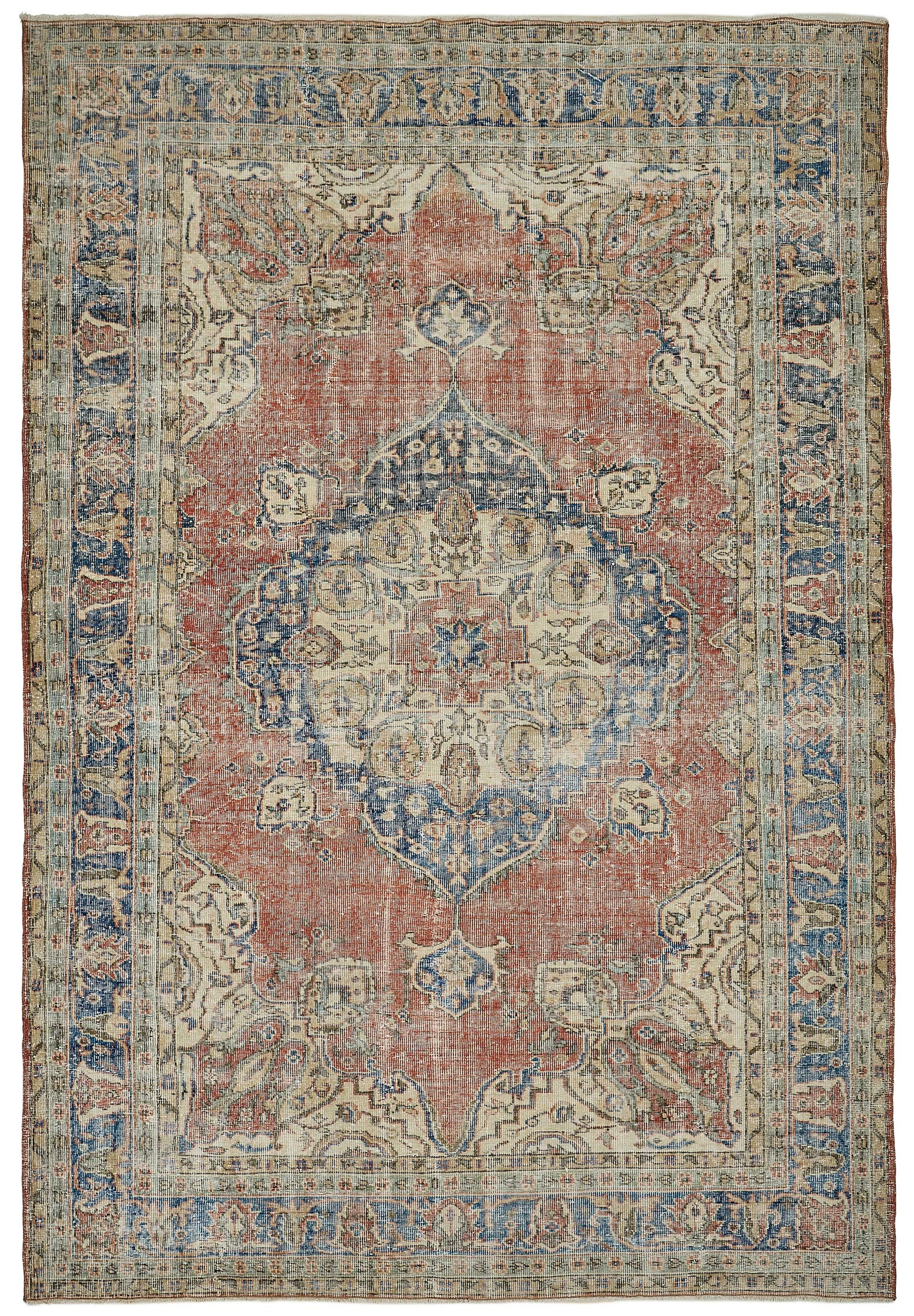 7x10 Hand-Knotted Turkish Vintage Rug - 50826