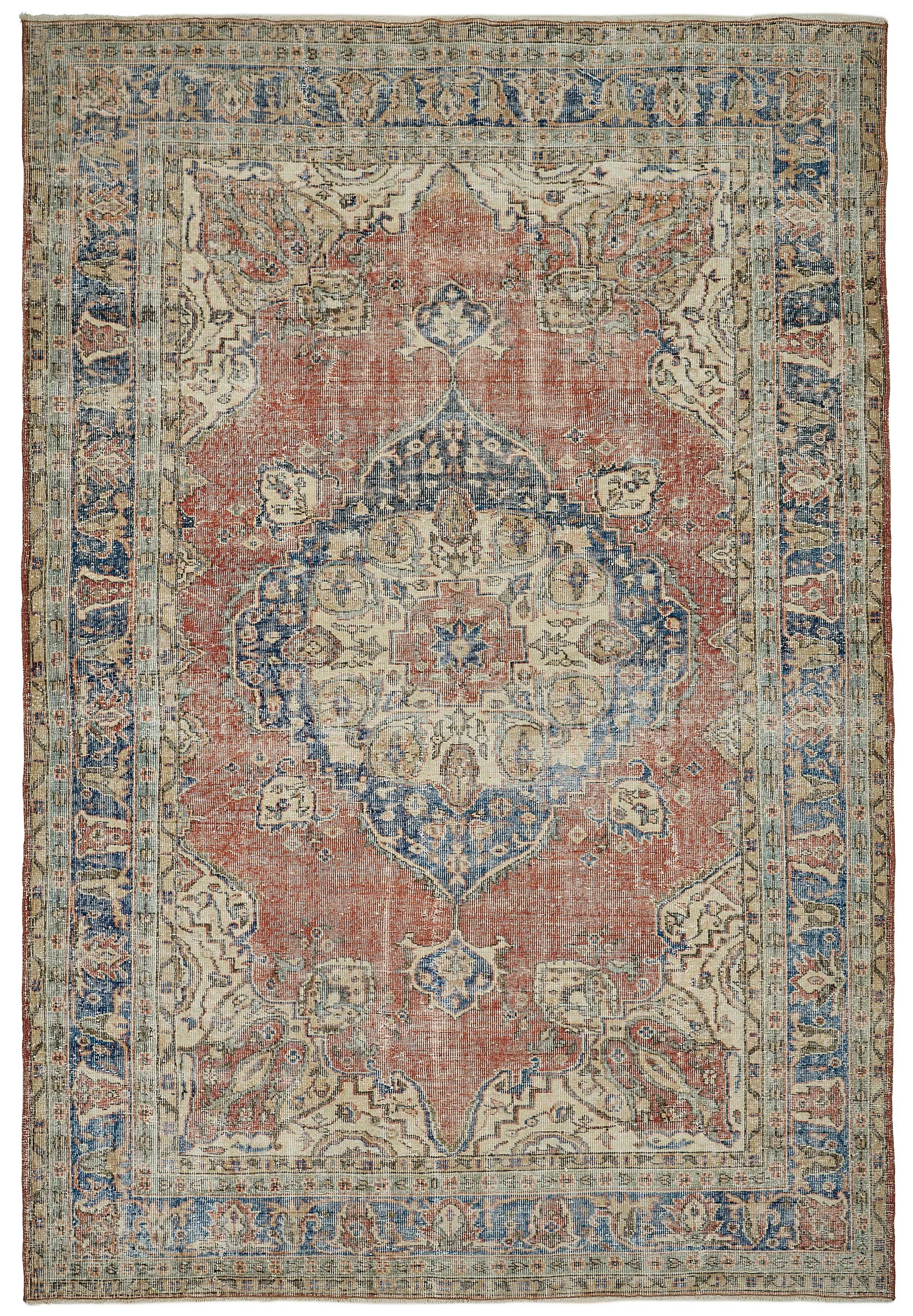 7x10 Hand-Knotted Turkish Vintage Rug - 50826