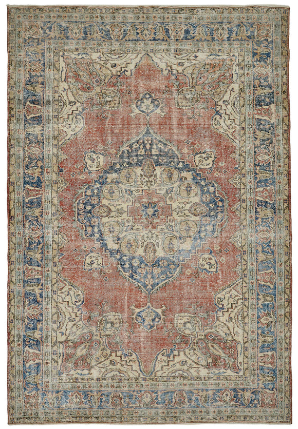 7x10 Hand-Knotted Turkish Vintage Rug - 50826