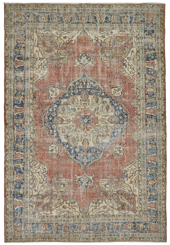 7x10 Hand-Knotted Turkish Vintage Rug - 50826