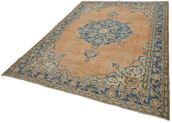 7x10 Hand-Knotted Turkish Vintage Rug - 50827