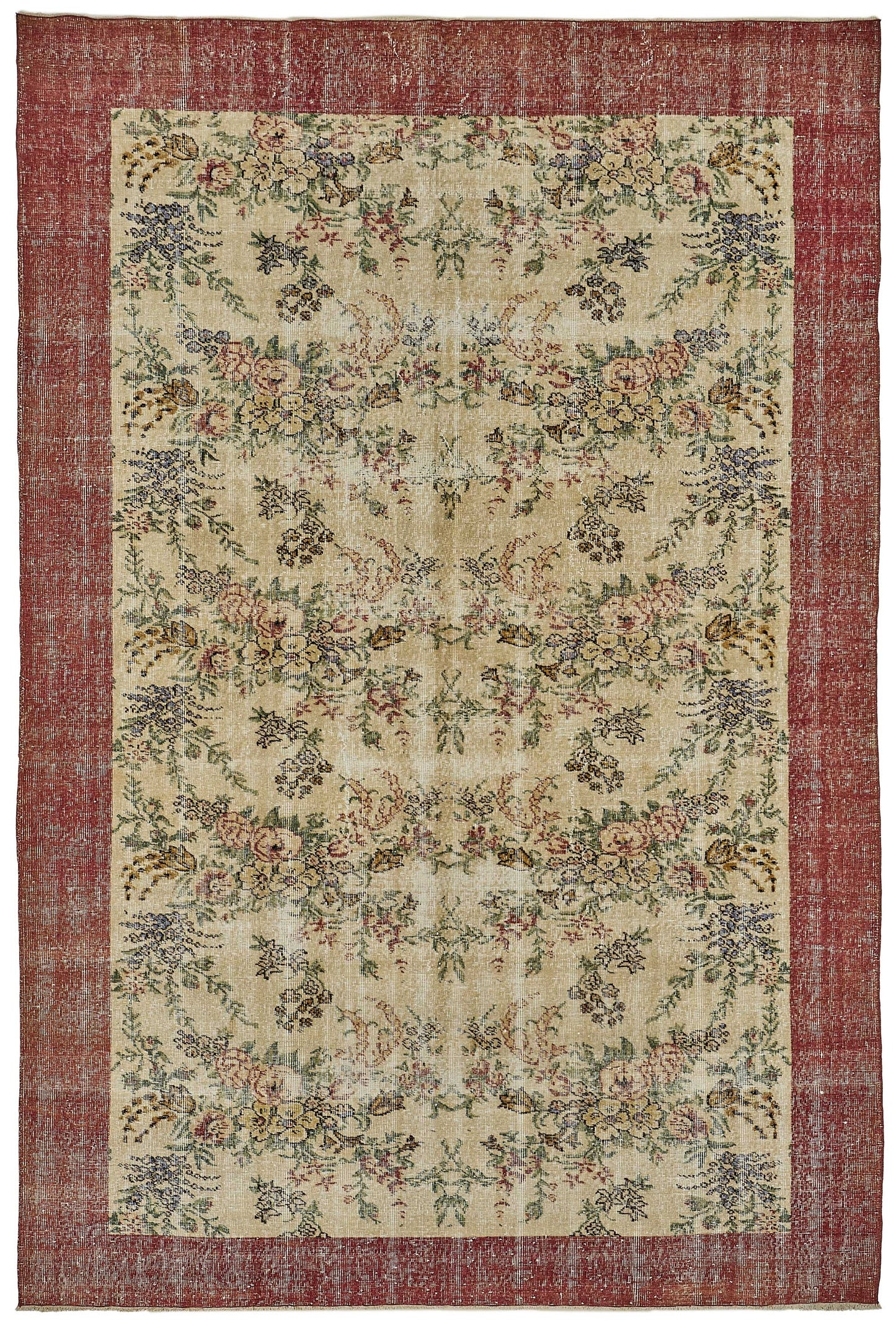 7x10 Hand-Knotted Turkish Vintage Rug - 50828