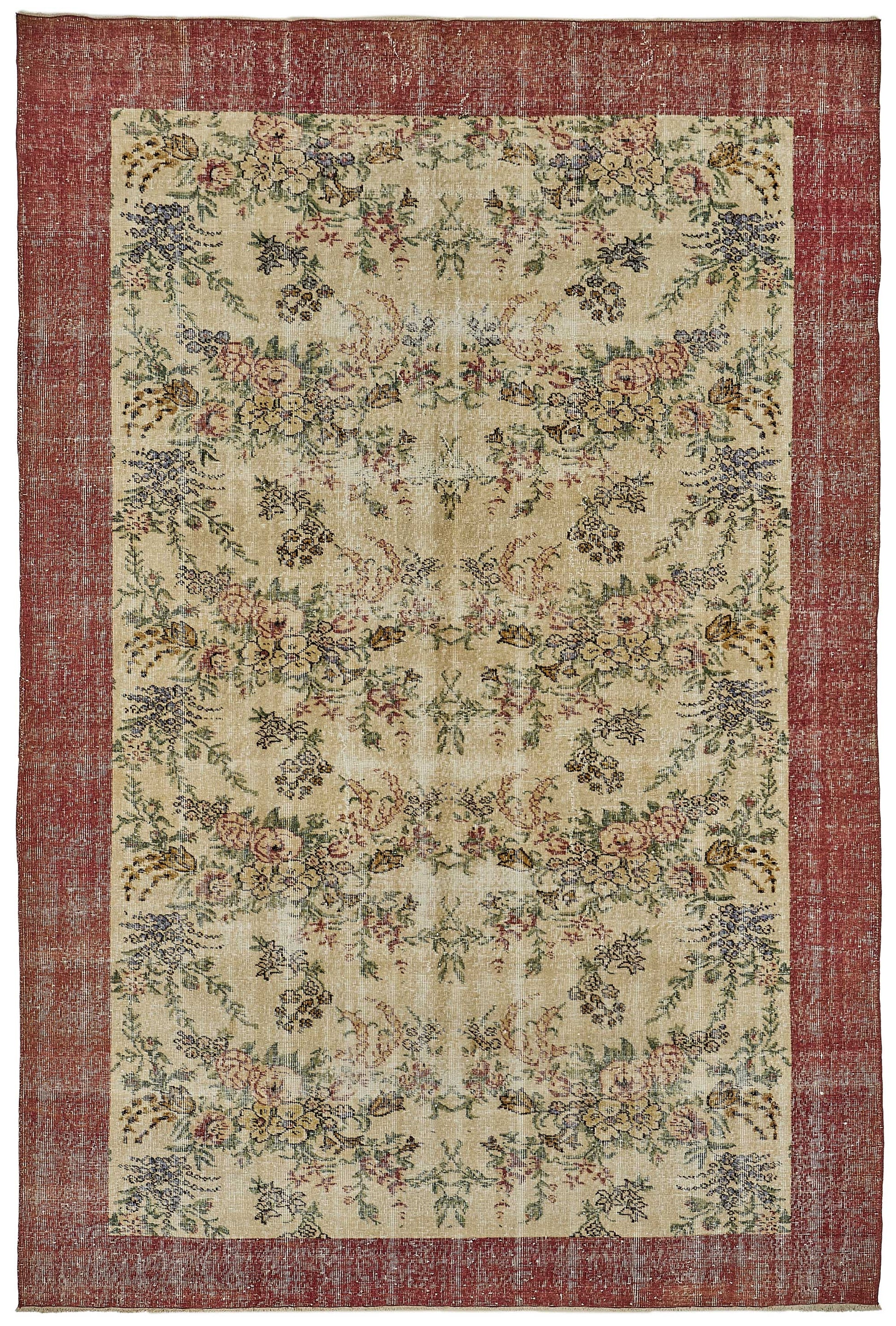 7x10 Hand-Knotted Turkish Vintage Rug - 50828