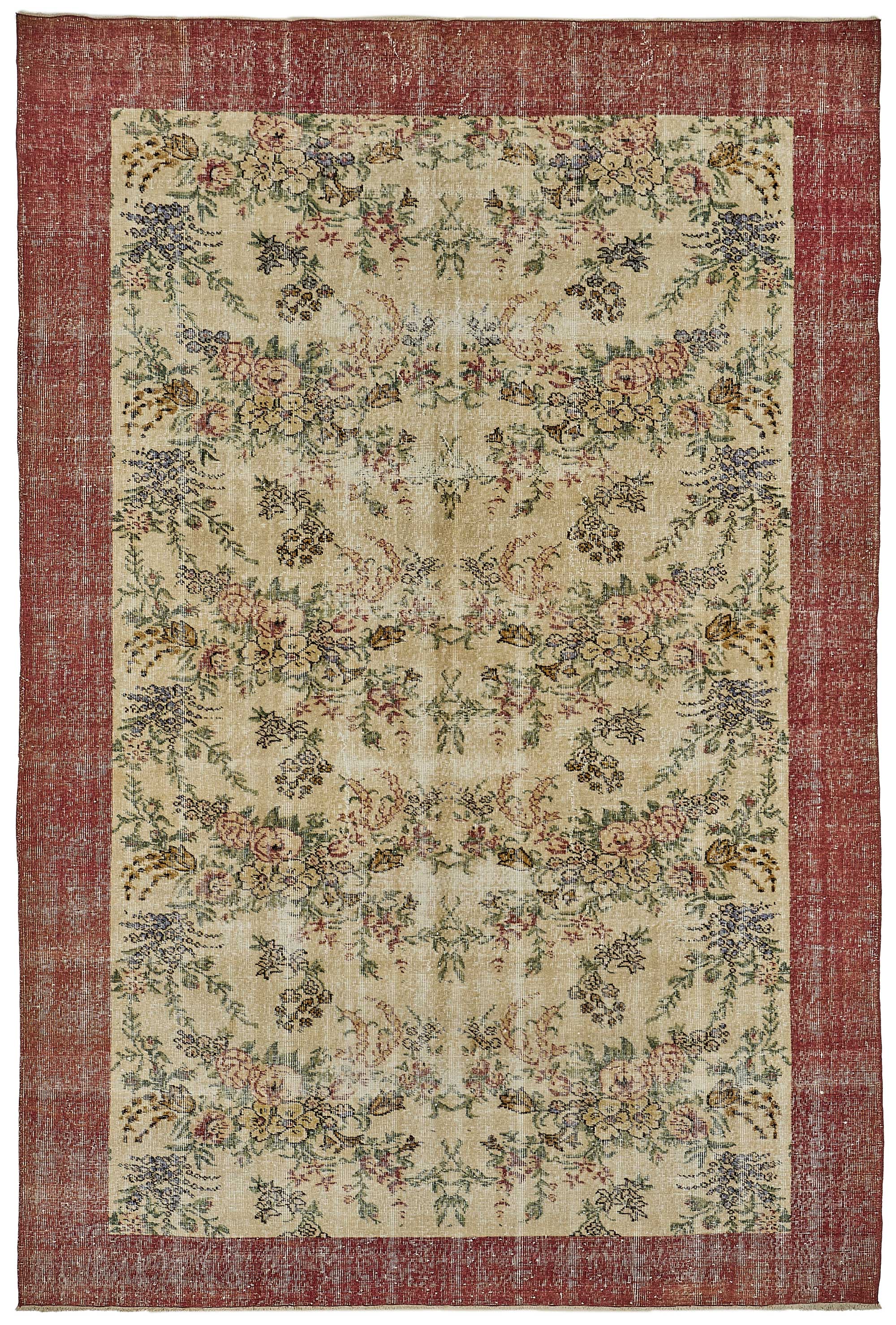 7x10 Hand-Knotted Turkish Vintage Rug - 50828