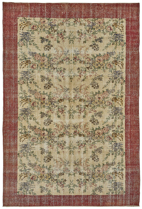 7x10 Hand-Knotted Turkish Vintage Rug - 50828