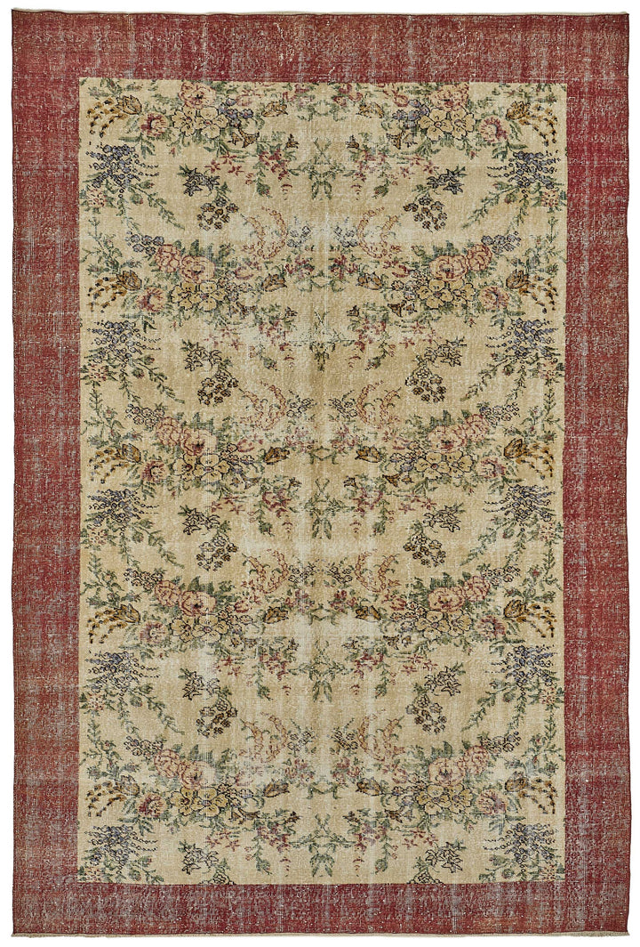 7x10 Hand-Knotted Turkish Vintage Rug - 50828