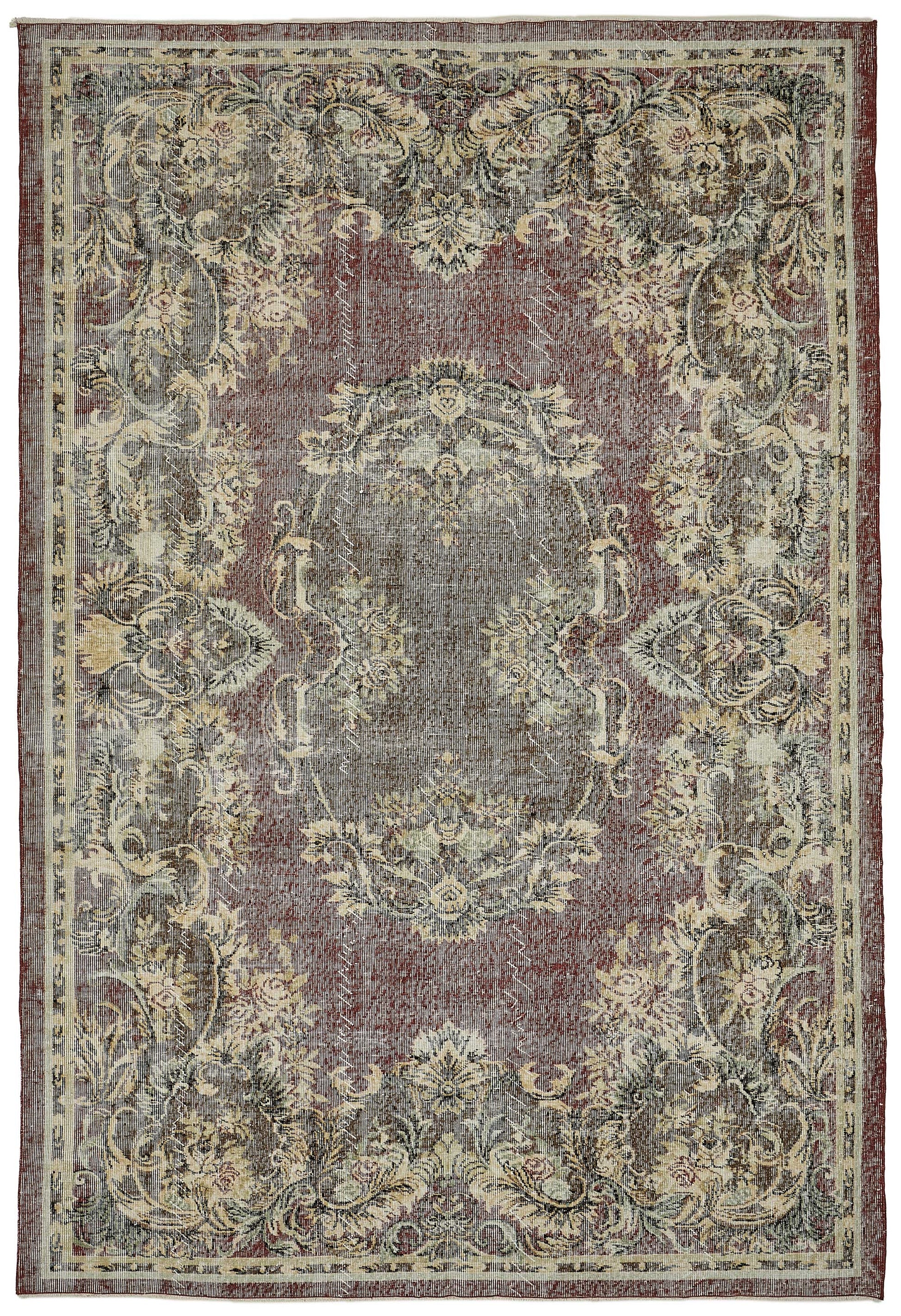 7x10 Hand-Knotted Turkish Vintage Rug - 50829