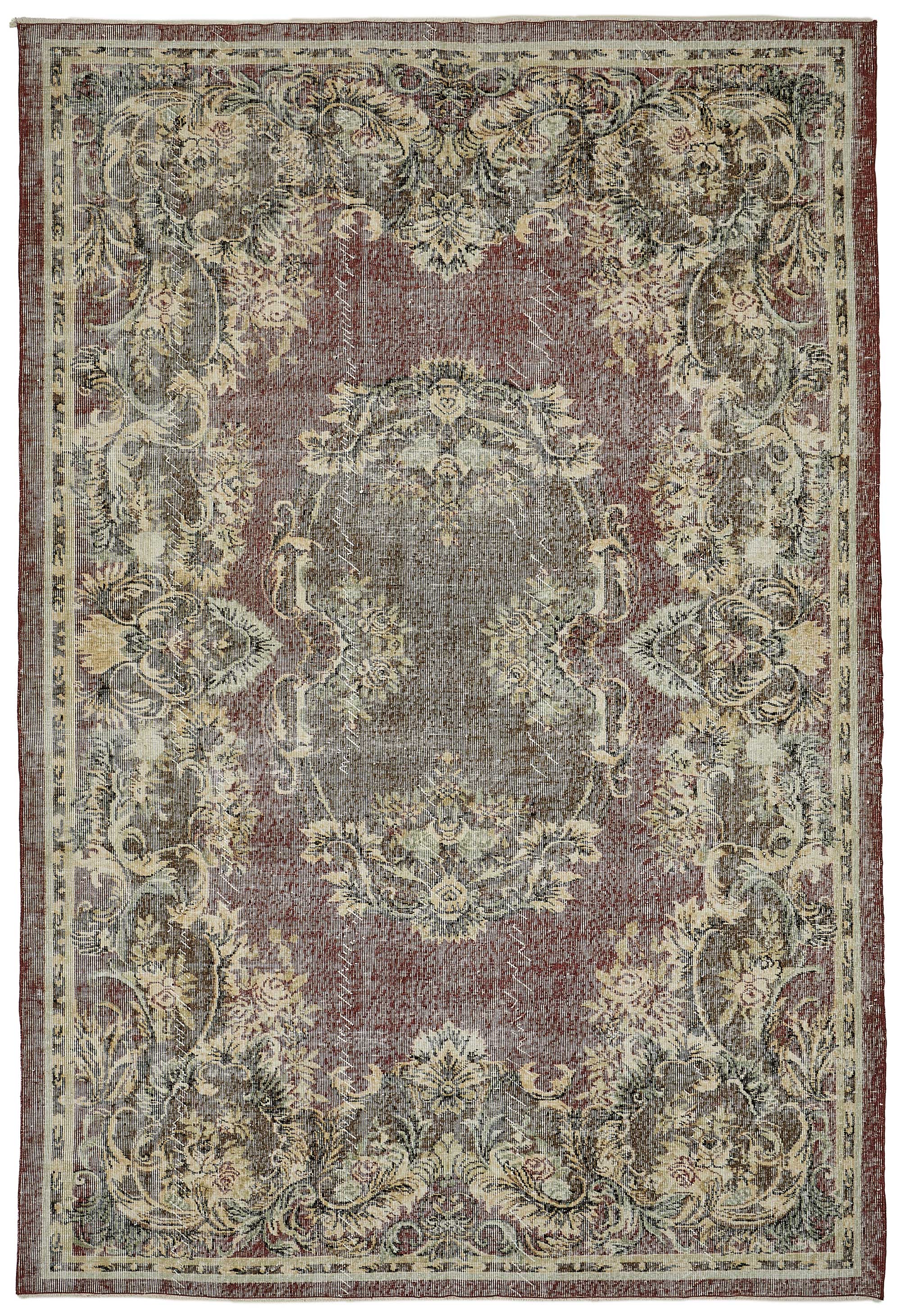 7x10 Hand-Knotted Turkish Vintage Rug - 50829