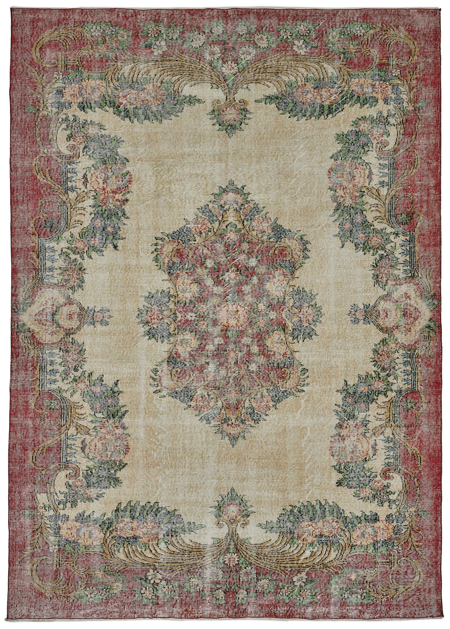7x10 Hand-Knotted Turkish Vintage Rug - 50831