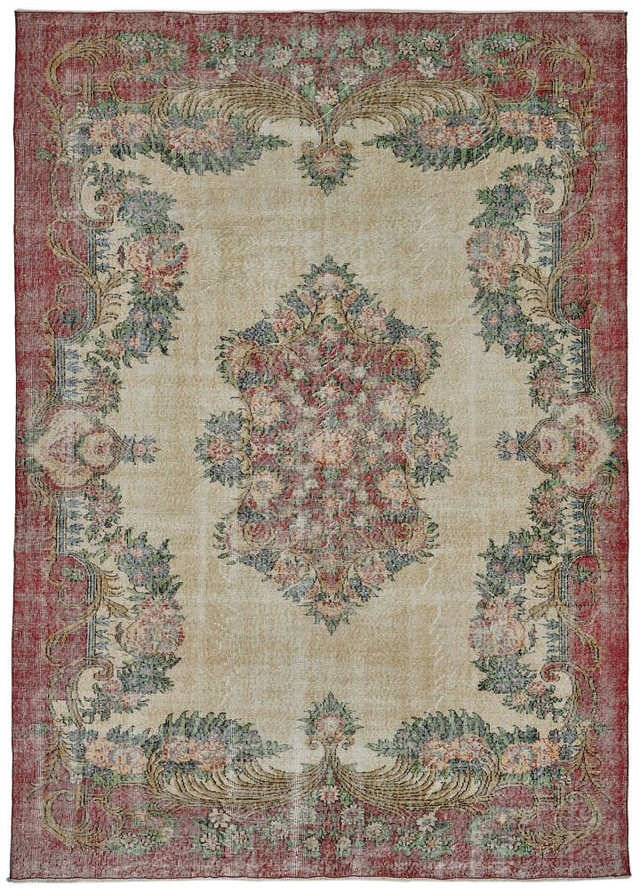 7x10 Hand-Knotted Turkish Vintage Rug - 50831