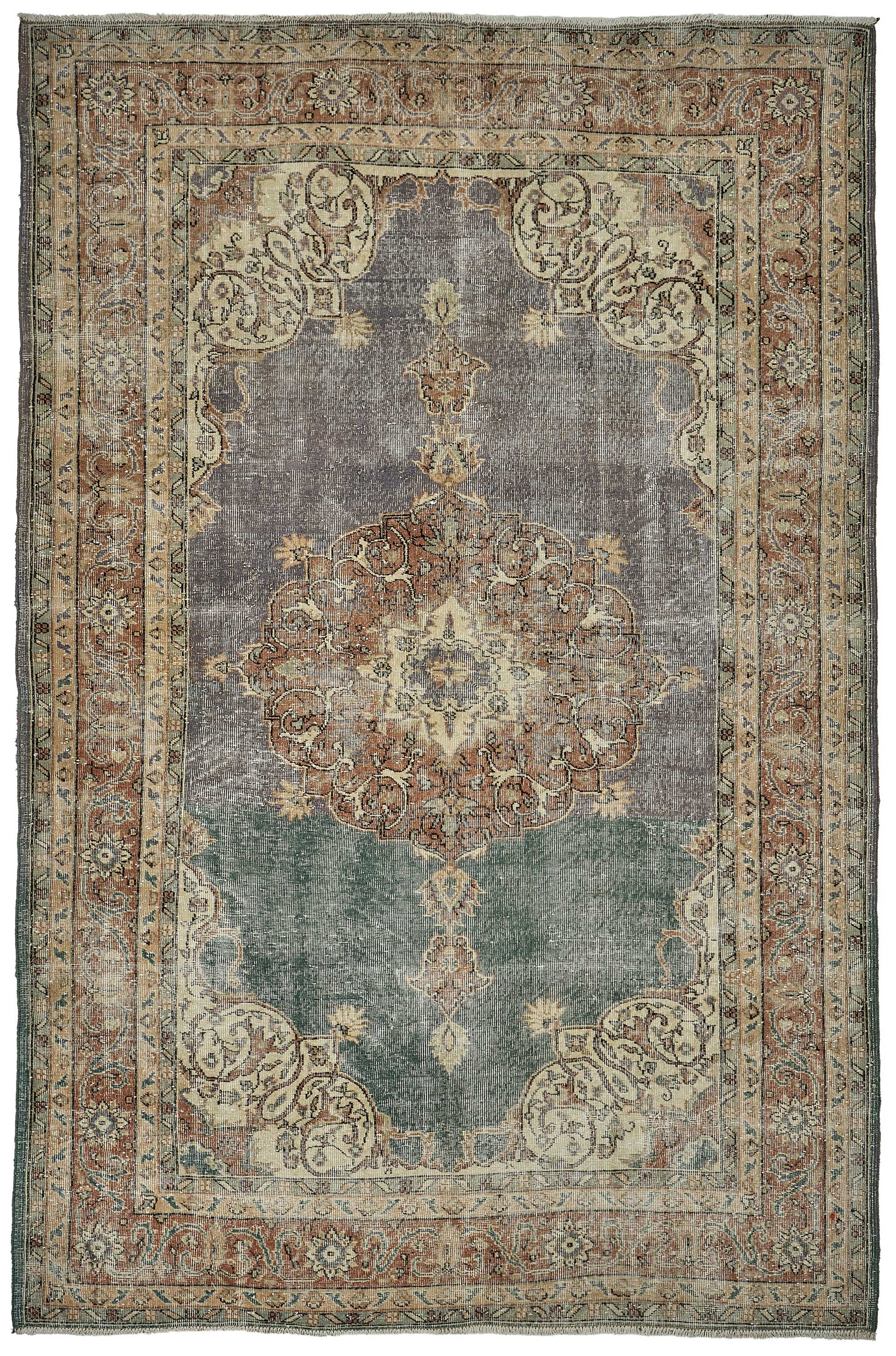 7x10 Hand-Knotted Turkish Vintage Rug - 50837