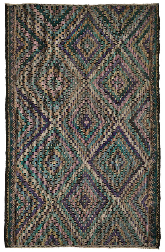 7x11 Vintage Turkish Cicim Kilim Rug - 51215