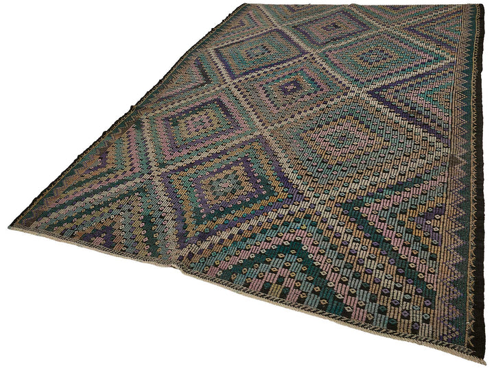 7x11 Vintage Turkish Cicim Kilim Rug - 51215