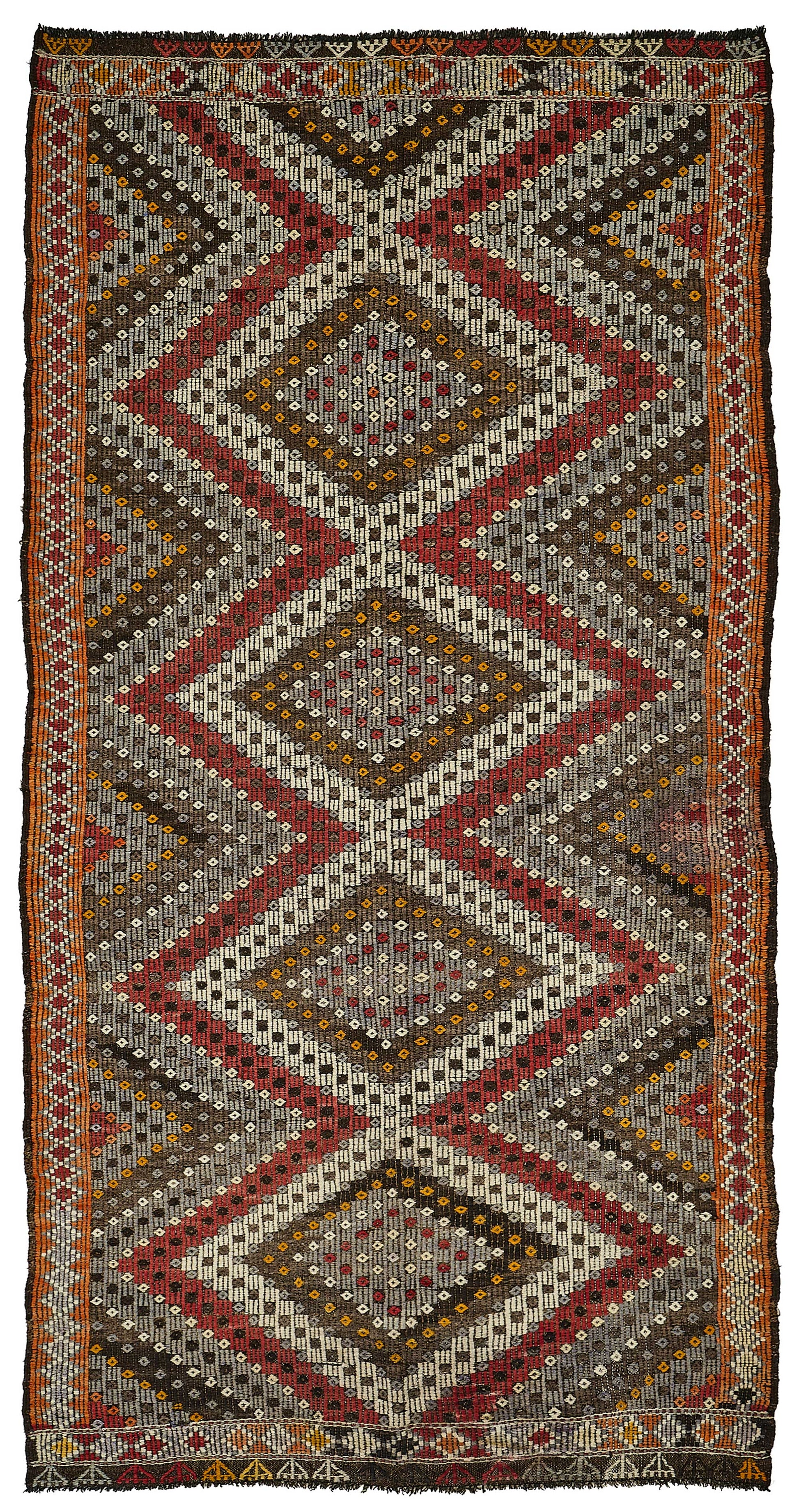 5x10 Orange Vintage Turkish Kilim Rug - 51217