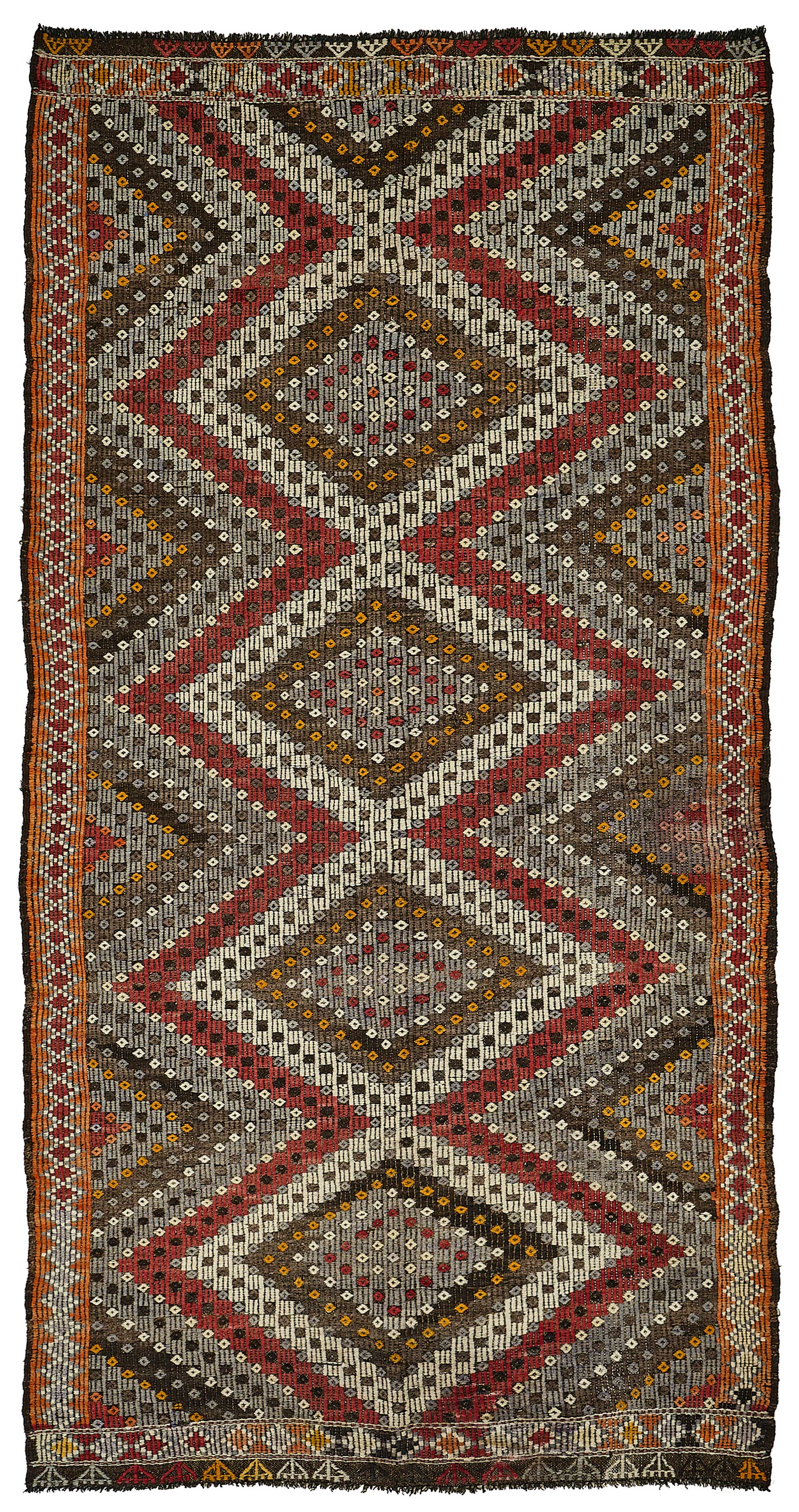 5x10 Orange Vintage Turkish Kilim Rug - 51217