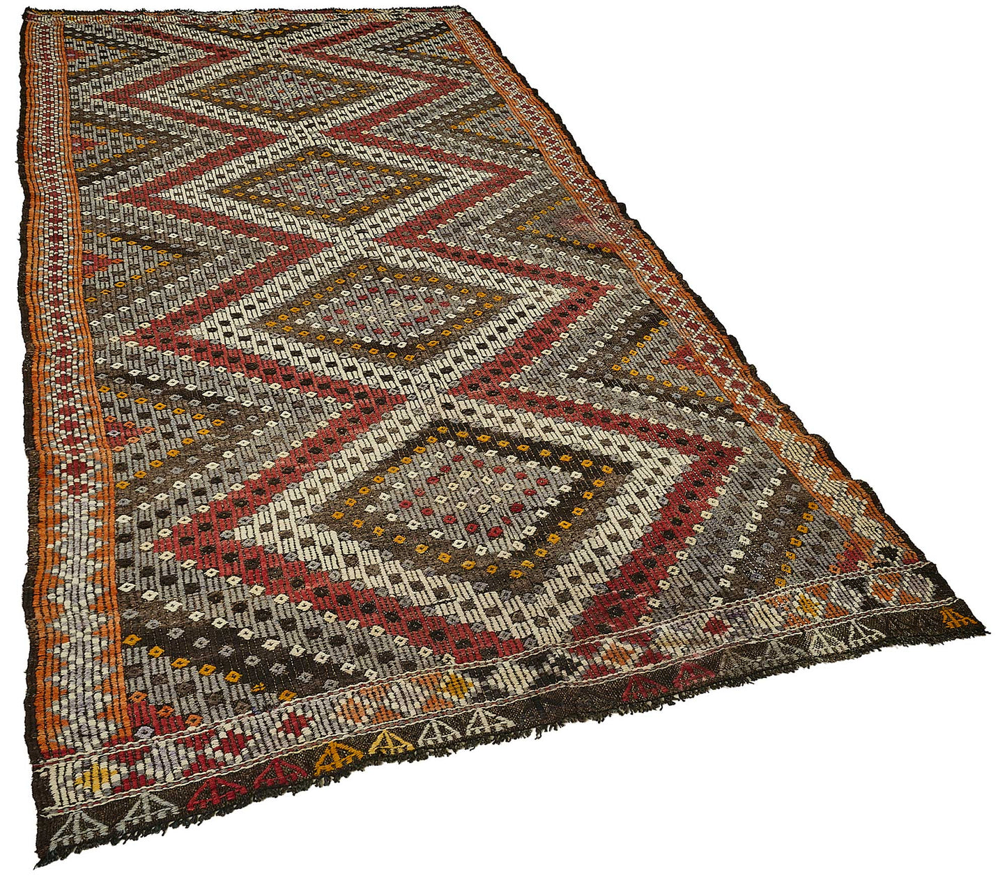 5x10 Orange Vintage Turkish Kilim Rug - 51217