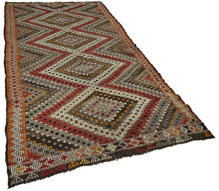 5x10 Orange Vintage Turkish Kilim Rug - 51217