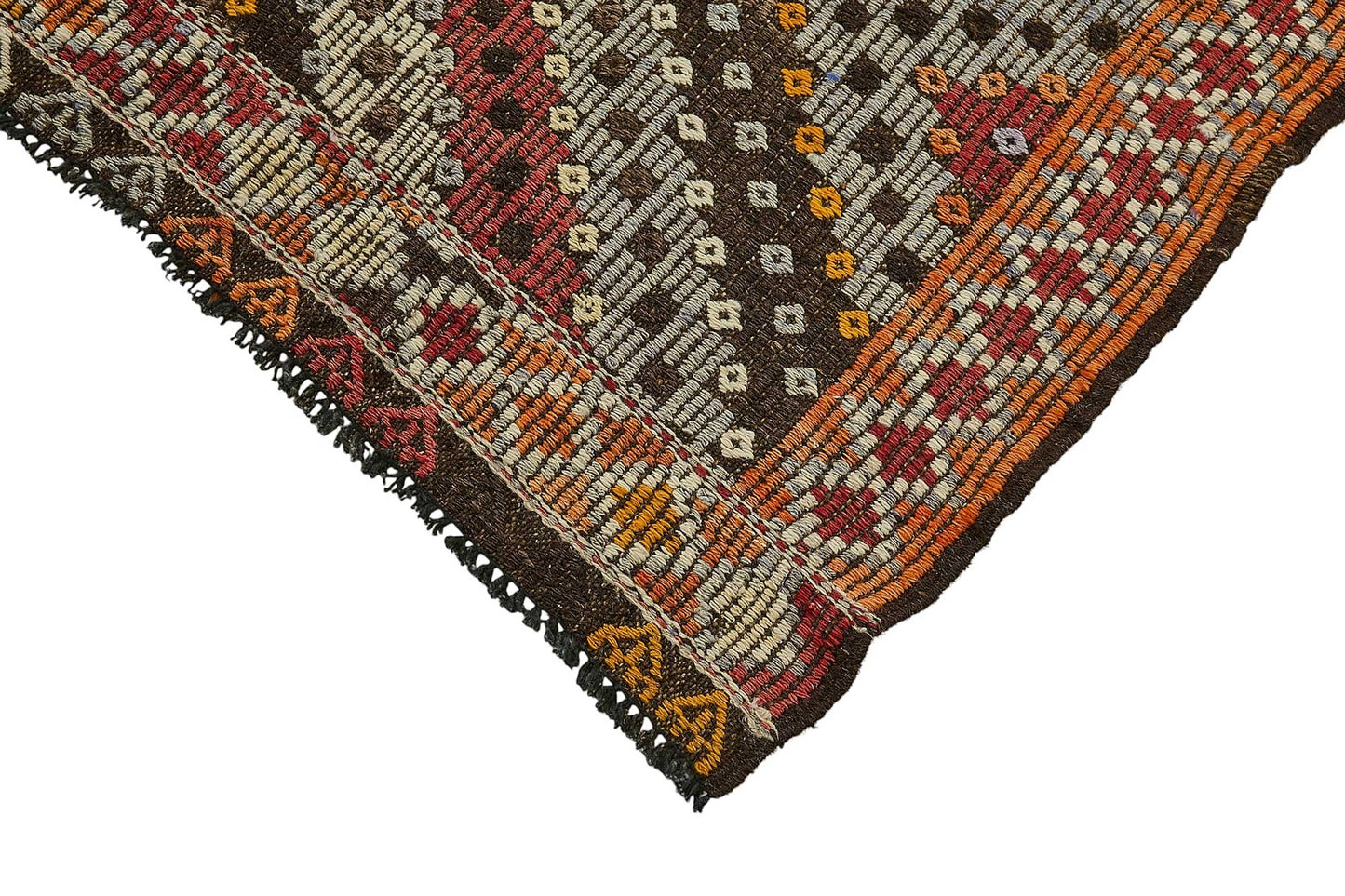 5x10 Orange Vintage Turkish Kilim Rug - 51217